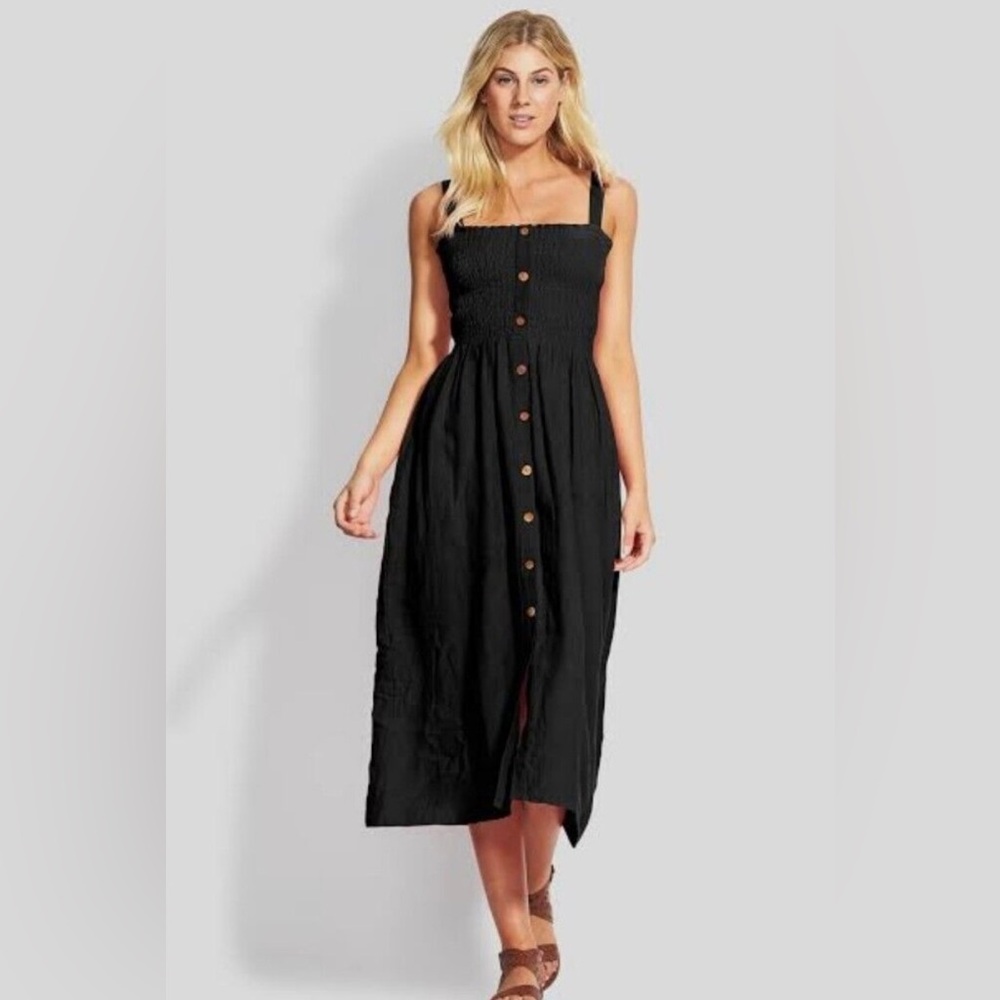 Seafolly Shirred Linen Midi Dress